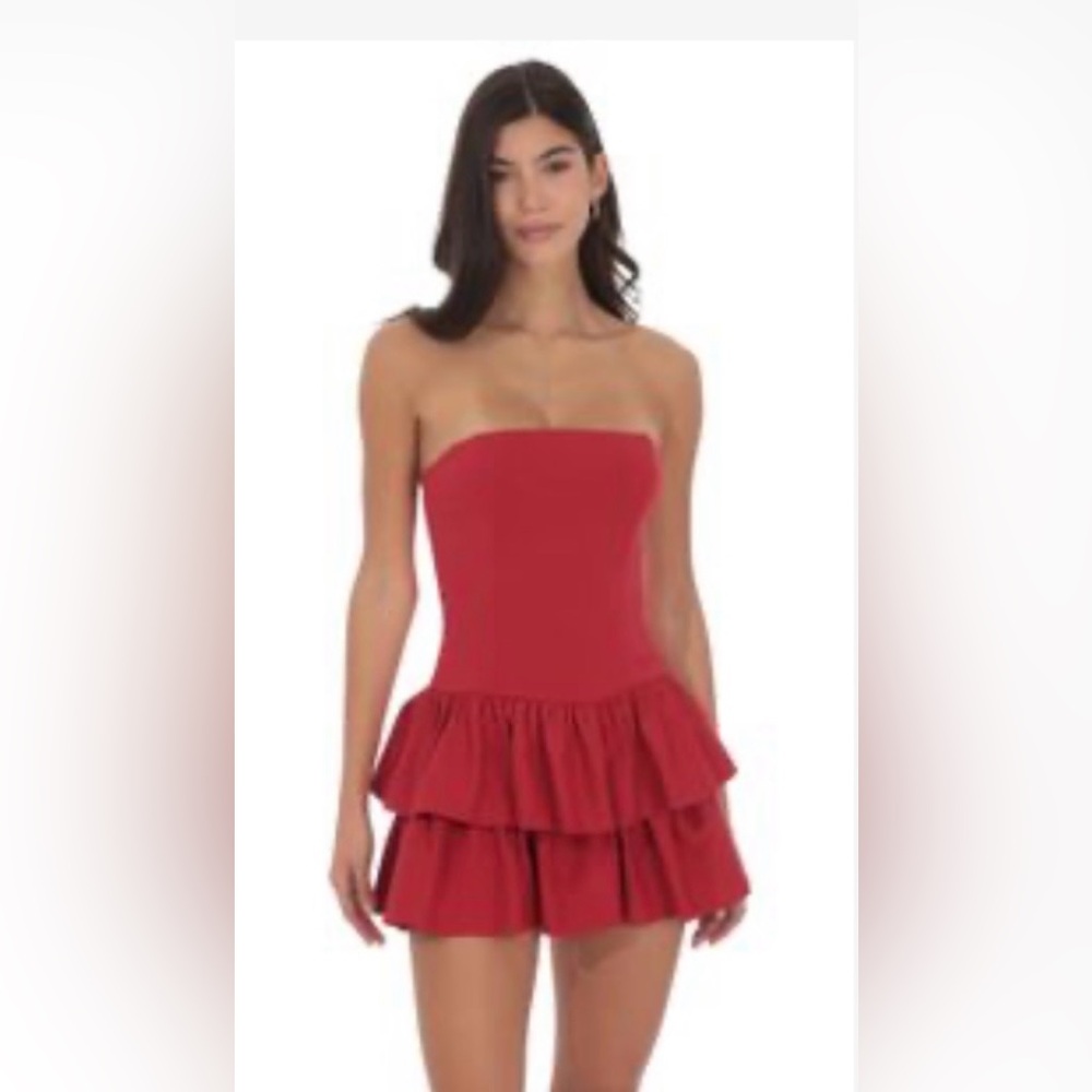 Lucy in the Sky Red Strapless Tiered Mini Dress